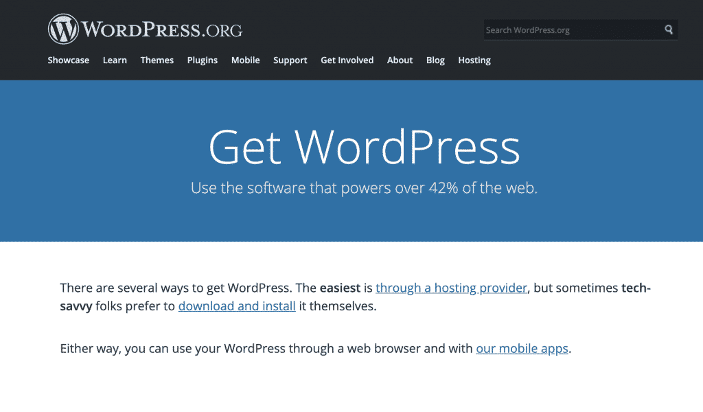 Wordpress.org website screenshot